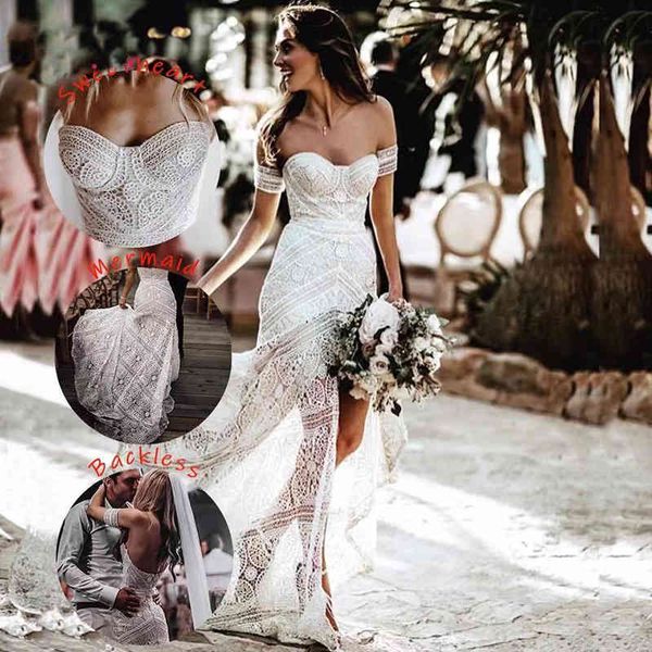 simple boho mermaid lace wedding dress off the shoulder trumpet bohemian bridal gowns long beach bride dresses vestido de noiva, White
simple boho mermaid lace wedding dress off the shoulder trumpet bohemian bridal gowns long beach bride dresses vestido de noiva, White