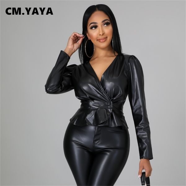 cm.yaya streetwear vintage women faux leather coat button up ruffles hem v-neck long sleeve basic pu outcoat 220112, Black
cm.yaya streetwear vintage women faux leather coat button up ruffles hem v-neck long sleeve basic pu outcoat 220112, Black