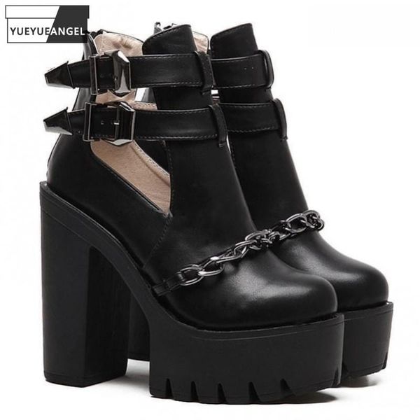 gothic high heels women buckle strap round toe hollow out ankle boots super punk shoes fashion female summer black
gothic high heels women buckle strap round toe hollow out ankle boots super punk shoes fashion female summer black