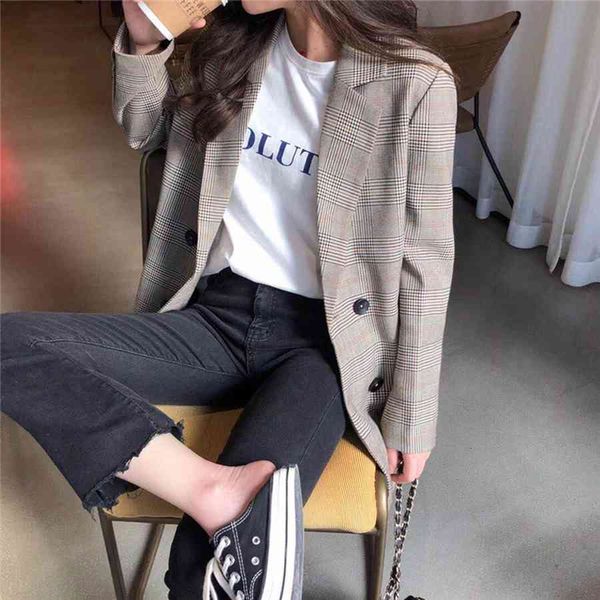 women's jackets plaid casual coat women loose slim long sleeve double breasted jacket ladies office pockets suits female p61q, Black;brown
women's jackets plaid casual coat women loose slim long sleeve double breasted jacket ladies office pockets suits female p61q, Black;brown