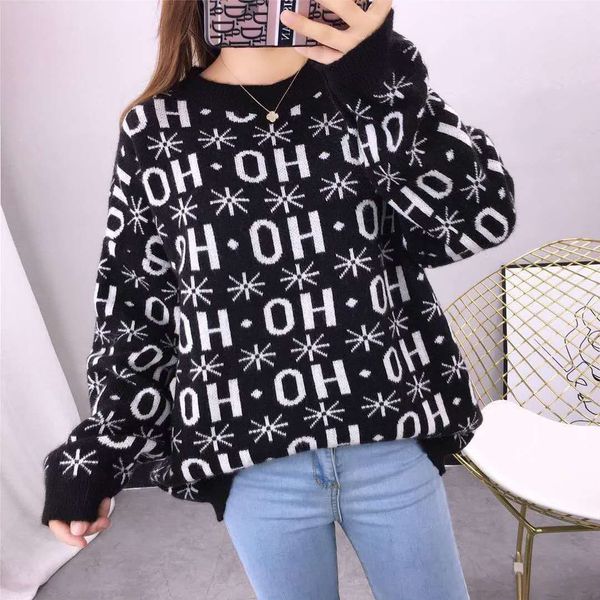 women's sweaters jersey autumn/winter korean version of the retro-loose sweater wear long sleeve knitted shirt background 2pxp, White;black
women's sweaters jersey autumn/winter korean version of the retro-loose sweater wear long sleeve knitted shirt background 2pxp, White;black