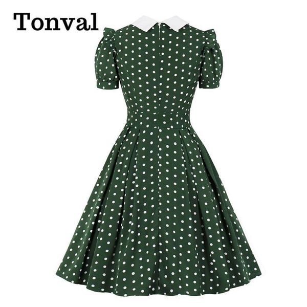 tonval turn-down collar tie front polka dot vintage robe women green 50s pin up short sleeve elegant summer pleated, Black;gray
tonval turn-down collar tie front polka dot vintage robe women green 50s pin up short sleeve elegant summer pleated, Black;gray