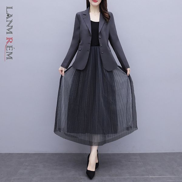 women blazer coat with high waist mesh pleated skirt suit set temperament loose fit fashion summer 2h174 210507, White
women blazer coat with high waist mesh pleated skirt suit set temperament loose fit fashion summer 2h174 210507, White