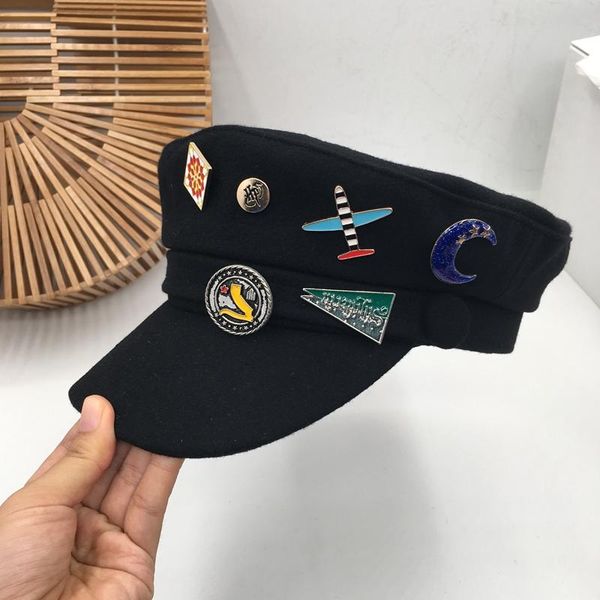 visors autumn and winter woolen navy badge hat cap beret student korean version of wild tide fashion, Blue;gray
visors autumn and winter woolen navy badge hat cap beret student korean version of wild tide fashion, Blue;gray