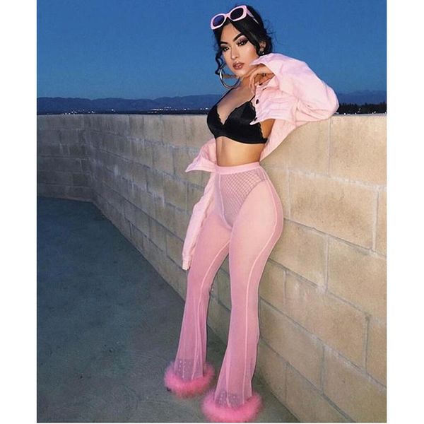 fashion ladies perspective floor-length trousers 2021 spring summer transparent pants for women high waist flare women's & capris, Black;white
fashion ladies perspective floor-length trousers 2021 spring summer transparent pants for women high waist flare women's & capris, Black;white