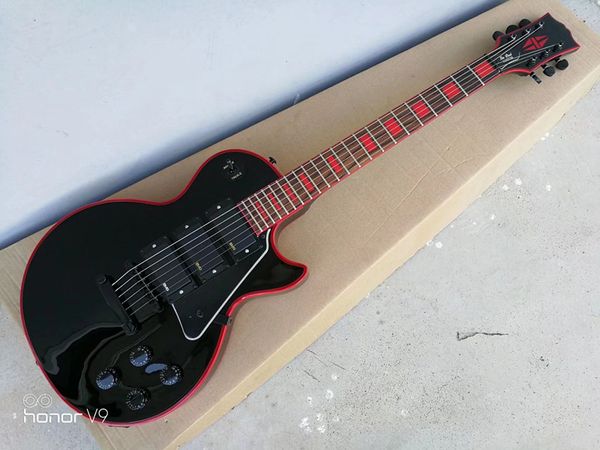 2018 new electric guitar black guitar custom red edge, 3 pickups, black hardware custom shop
2018 new electric guitar black guitar custom red edge, 3 pickups, black hardware custom shop