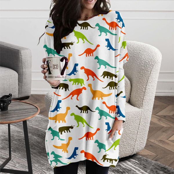 harajuku fashion small dinosaur print pattern casual spring and autumn long pocket t-shirt female element round neck loose and comfortable h, Black;gray
harajuku fashion small dinosaur print pattern casual spring and autumn long pocket t-shirt female element round neck loose and comfortable h, Black;gray