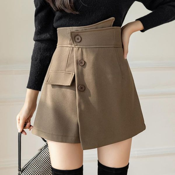 women's shorts irregular high waist women skirts 2021 fashion single-breasted wide leg autumn winter woolen female, White;black
women's shorts irregular high waist women skirts 2021 fashion single-breasted wide leg autumn winter woolen female, White;black