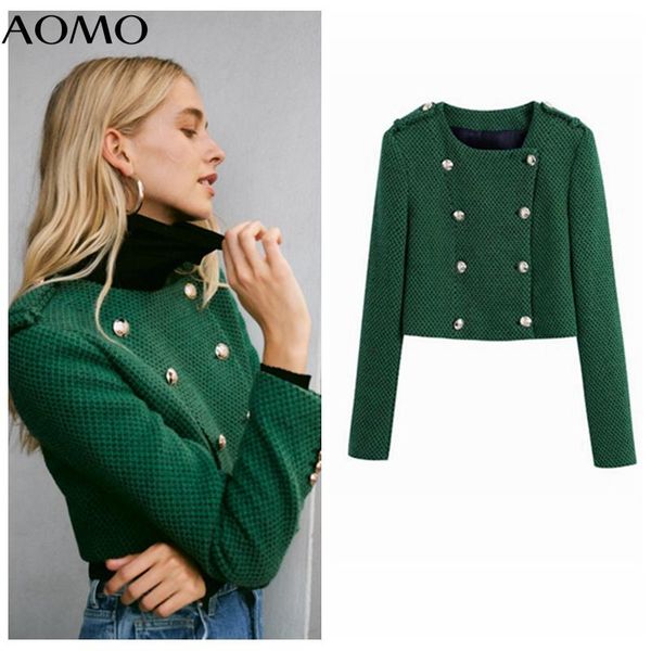 women's suits & blazers aomo women 2021 fashion green tweed crop blazer coat vintage double breasted long sleeve female outerwear be694, White;black
women's suits & blazers aomo women 2021 fashion green tweed crop blazer coat vintage double breasted long sleeve female outerwear be694, White;black