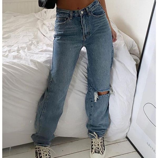straight-leg pants denim jeans ruin fashion ripped holes faded washed ladies casual mid-rise women's, Blue
straight-leg pants denim jeans ruin fashion ripped holes faded washed ladies casual mid-rise women's, Blue