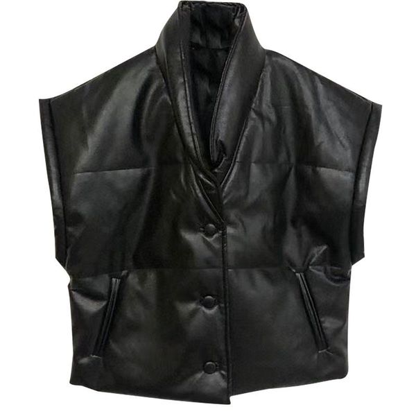women's vests woman vest black faux leatherwaistcoat shawl collar short sleeves front buttons pu leather 2021 fw, Black;white
women's vests woman vest black faux leatherwaistcoat shawl collar short sleeves front buttons pu leather 2021 fw, Black;white
