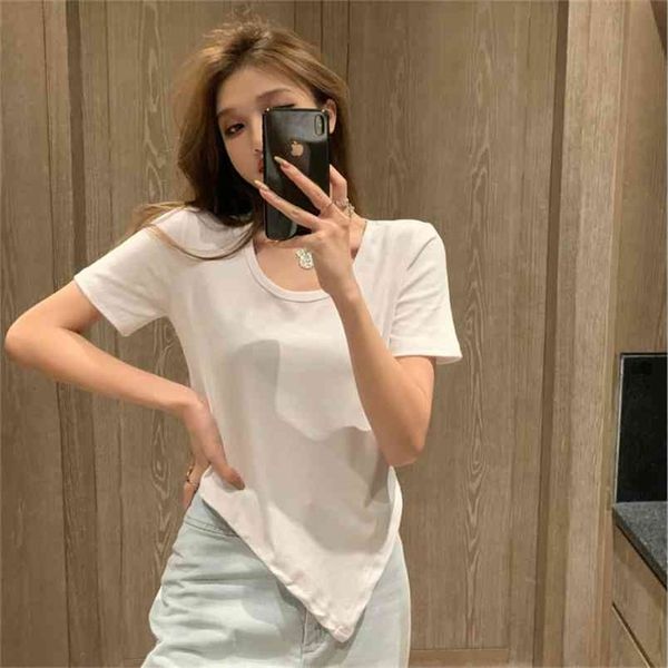summer irregular women t-shirt short sleeve female split fork loose tshirt woman tshirts 210507, White
summer irregular women t-shirt short sleeve female split fork loose tshirt woman tshirts 210507, White