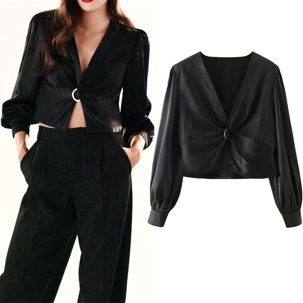 blouse women black cropped satin woman fall metal ring knot long sleeve blouses ladies vintage 210519, White
blouse women black cropped satin woman fall metal ring knot long sleeve blouses ladies vintage 210519, White