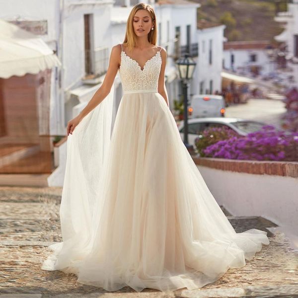 other wedding dresses spaghetti straps dress v neck beading applique a line robe de mariee bridal gown vestido novia, White
other wedding dresses spaghetti straps dress v neck beading applique a line robe de mariee bridal gown vestido novia, White