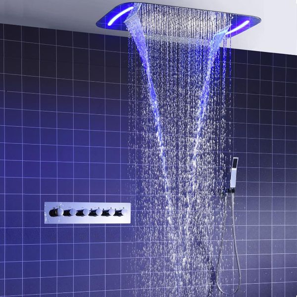 concealed canopy shower set, remote control led constant temperature multi-function spa massage waterfall bathroom sets
concealed canopy shower set, remote control led constant temperature multi-function spa massage waterfall bathroom sets