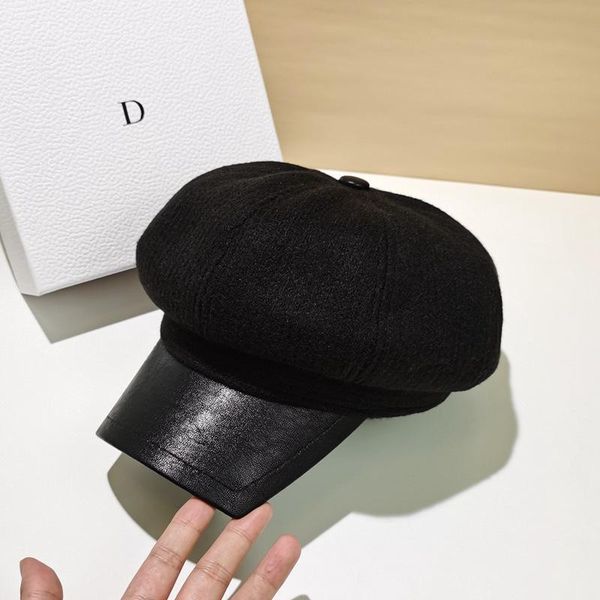 stingy brim hats 2021 octagonal for women autumn winter berets square pu leather patchwork pumpkin knit hat fashion casual cap, Blue;gray
stingy brim hats 2021 octagonal for women autumn winter berets square pu leather patchwork pumpkin knit hat fashion casual cap, Blue;gray
