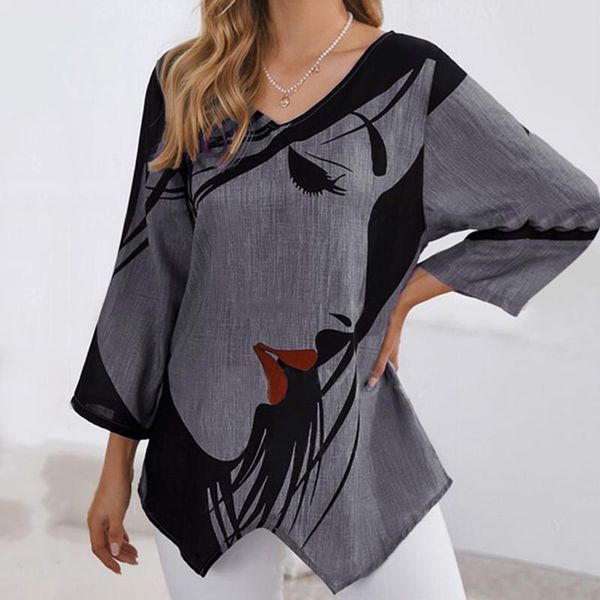 women's blouses & shirts women loose linen blouse 3/4 sleeve aesthetic shirt blusa woman v-neck female tunics, White
women's blouses & shirts women loose linen blouse 3/4 sleeve aesthetic shirt blusa woman v-neck female tunics, White