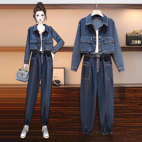 plus size tracksuits 2021 autumn women's fashion denim jacket + harlan jeans suits female vintage loose two-piece sets m-4xl aq619, Black
plus size tracksuits 2021 autumn women's fashion denim jacket + harlan jeans suits female vintage loose two-piece sets m-4xl aq619, Black