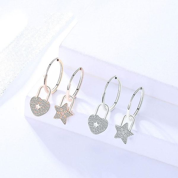 hoop & huggie lo paulina earrings sterling silver 925 fine jewelry star and heart lock charms for women wedding statement gifts brincos, Golden;silver
hoop & huggie lo paulina earrings sterling silver 925 fine jewelry star and heart lock charms for women wedding statement gifts brincos, Golden;silver