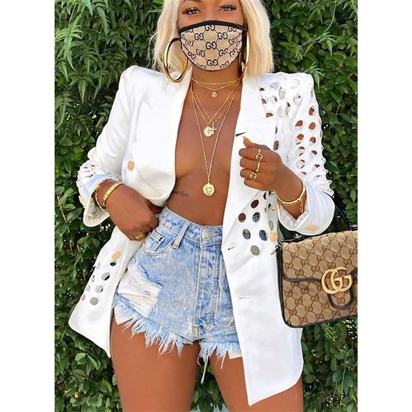 women's suits & blazers 2021 autumn hollow blazer casual fashion design temperament coat, White;black
women's suits & blazers 2021 autumn hollow blazer casual fashion design temperament coat, White;black