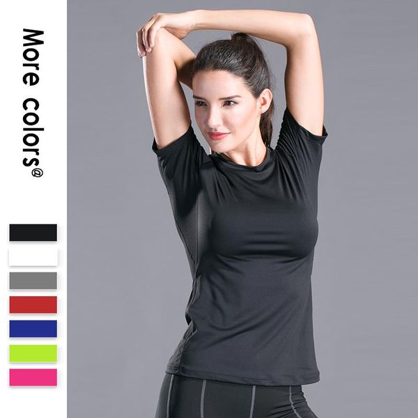 women's tight yoga shirts fitness short sleeve sports wear for women gym running workout sport t-shirts breathable quick-dry outfits, White;red 
women's tight yoga shirts fitness short sleeve sports wear for women gym running workout sport t-shirts breathable quick-dry outfits, White;red