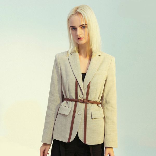 spring and summer fashion casual long sleeve single breasted slim solid color blazer jacket belt coat women sh606 210421, White;black
spring and summer fashion casual long sleeve single breasted slim solid color blazer jacket belt coat women sh606 210421, White;black