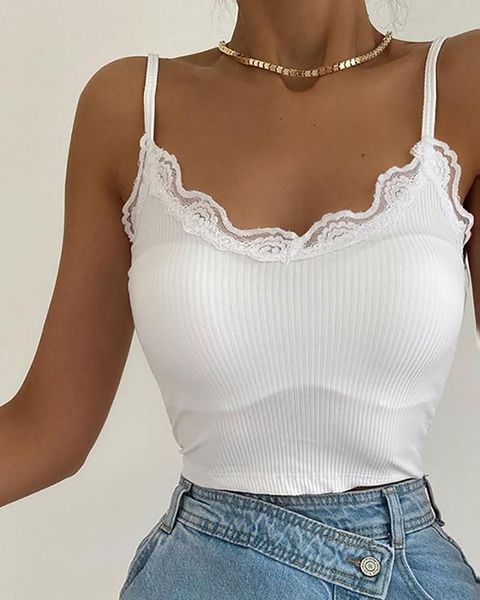 women's tanks & camis summer lace patch spaghetti strap ribbed female's casual, White
women's tanks & camis summer lace patch spaghetti strap ribbed female's casual, White