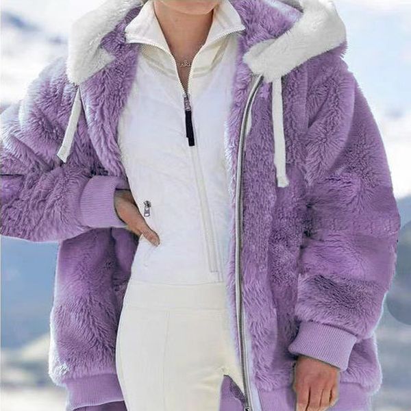 winter women sweatshirts plush zipper jacket casual oversized loose hooded thick coats faux fur stitching plaid female jacket coat outwear, Black
winter women sweatshirts plush zipper jacket casual oversized loose hooded thick coats faux fur stitching plaid female jacket coat outwear, Black