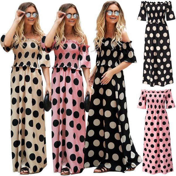 women dress dot printed maxi strapless slash neck off shoulder bohemian es girl fashion summer es 210524, Black;gray
women dress dot printed maxi strapless slash neck off shoulder bohemian es girl fashion summer es 210524, Black;gray