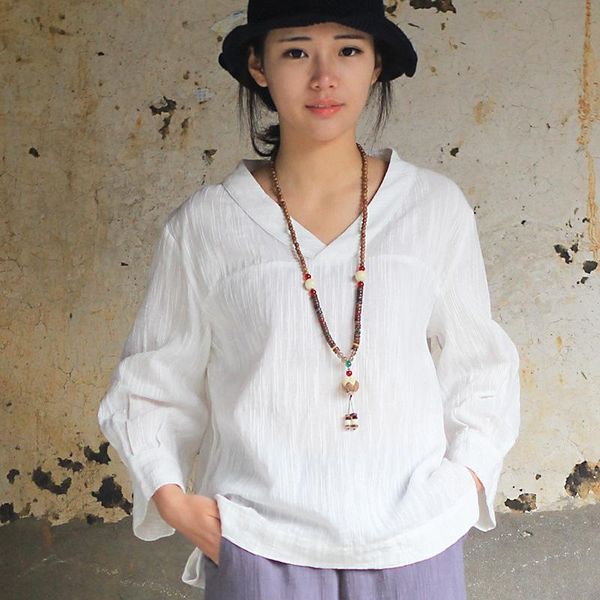 women's t-shirt johnature women t-shirts v-neck 2021 autumn casual 3 colour loose lantern sleeve cotton linen fold vintage, White
women's t-shirt johnature women t-shirts v-neck 2021 autumn casual 3 colour loose lantern sleeve cotton linen fold vintage, White