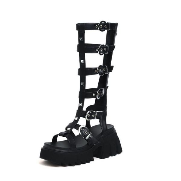 fashion pumps summer punk women's boots peep toe woman casual sandals vintage shoes hollow out buckle rivet platform dress, Black
fashion pumps summer punk women's boots peep toe woman casual sandals vintage shoes hollow out buckle rivet platform dress, Black