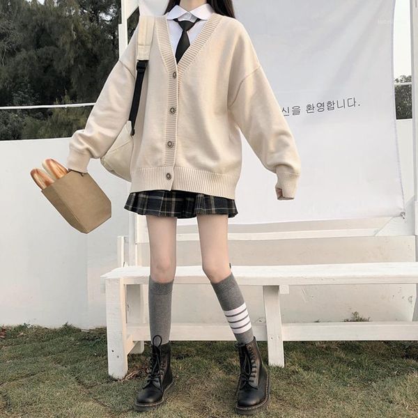 clothing sets japanese fashion college jk loose v-neck cardigan sweater female outer wear coat school uniform1, White
clothing sets japanese fashion college jk loose v-neck cardigan sweater female outer wear coat school uniform1, White