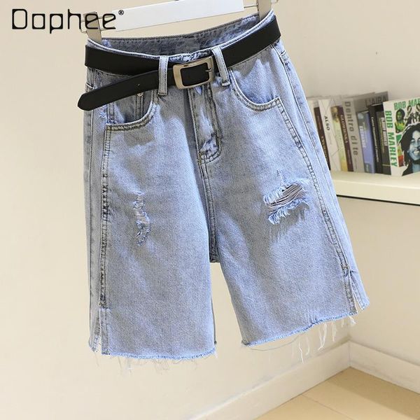 summer denim shorts women's korean-style high waist straight short pants jeans, Blue
summer denim shorts women's korean-style high waist straight short pants jeans, Blue