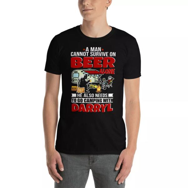 a man cannot survive on beer alone bigfoot camping man drinking beer t-shirt, White;black
a man cannot survive on beer alone bigfoot camping man drinking beer t-shirt, White;black