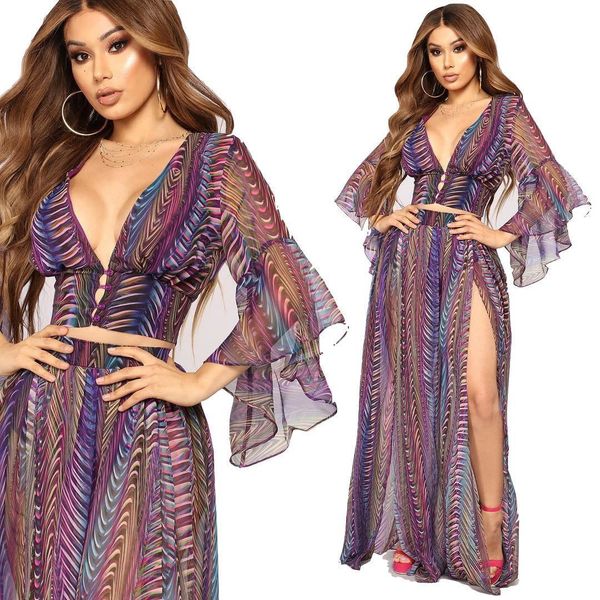 two pieces suits women tracksuits v neck botton crop flare long sleeve print chiffon dress, Gray
two pieces suits women tracksuits v neck botton crop flare long sleeve print chiffon dress, Gray