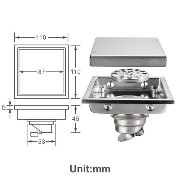 brushed floor drains 110*110/150*150mm square tile insert bathroom floor drainer deodorization type stainless steel
brushed floor drains 110*110/150*150mm square tile insert bathroom floor drainer deodorization type stainless steel