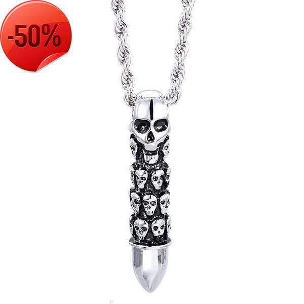 ring karun new style men's titanium steel pendant skeleton punk fengzi bullet men's stainless steel necklace pendant, Silver
ring karun new style men's titanium steel pendant skeleton punk fengzi bullet men's stainless steel necklace pendant, Silver
