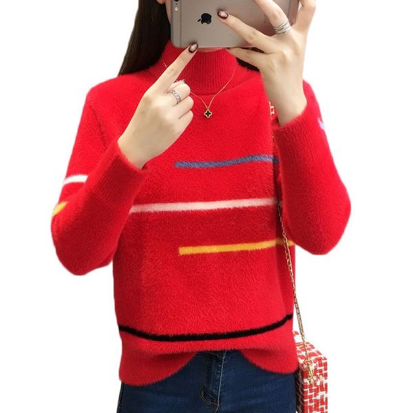 autumn winter women half turtleneck sweater pullover long-sleeved knitted imitation mink velvet jumper female women's sweaters, White;black
autumn winter women half turtleneck sweater pullover long-sleeved knitted imitation mink velvet jumper female women's sweaters, White;black