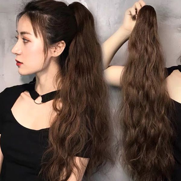 curly grip big long wave wig women's net red bandage high corn ponytail braid, Black;brown
curly grip big long wave wig women's net red bandage high corn ponytail braid, Black;brown