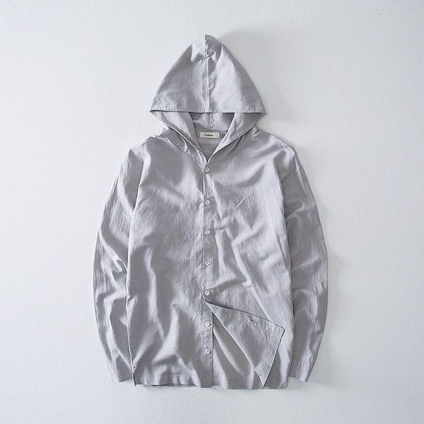 men's casual shirts men spring autumn fashion linen solid color long sleeve hooded male simple japan style, White;black
men's casual shirts men spring autumn fashion linen solid color long sleeve hooded male simple japan style, White;black