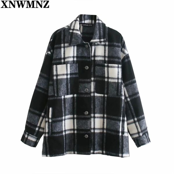 women fashion blend check overshirt ladies vintage long sleeves patch pockets buttons chic female girls coats 210520, Black;brown
women fashion blend check overshirt ladies vintage long sleeves patch pockets buttons chic female girls coats 210520, Black;brown