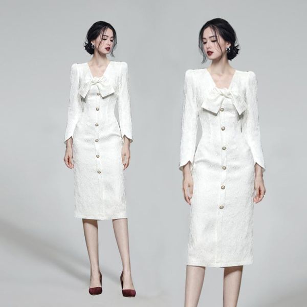 casual dresses autumn winter white party dress elegant bow single-breasted long sleeve slim midi formal, Black;gray
casual dresses autumn winter white party dress elegant bow single-breasted long sleeve slim midi formal, Black;gray