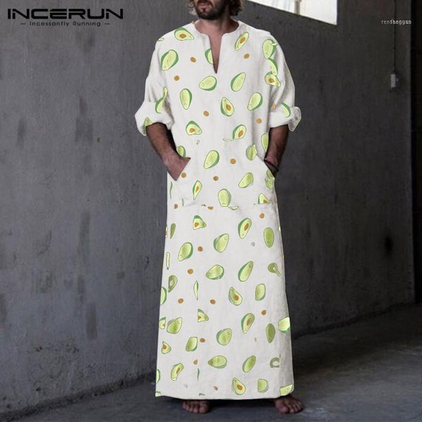 ethnic clothing incerun mens avocado print robes long sleeve pockets caftan v neck saudi arabia dubai men thobe plus size muslim islamic kaf, Red
ethnic clothing incerun mens avocado print robes long sleeve pockets caftan v neck saudi arabia dubai men thobe plus size muslim islamic kaf, Red