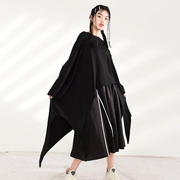 women's t-shirt black brief women irregular big size long round neck sleeve fashion tide spring autumn 2021 jh81001, White
women's t-shirt black brief women irregular big size long round neck sleeve fashion tide spring autumn 2021 jh81001, White