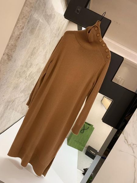 ladies fashion long sleeve high neck wool dress 0118 casual dresses, Black;gray