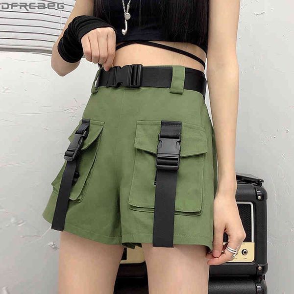 women's shorts green khaki black cargo women summer belt hip hop pockets short streetwear high waist punk pzfq, White;black
women's shorts green khaki black cargo women summer belt hip hop pockets short streetwear high waist punk pzfq, White;black