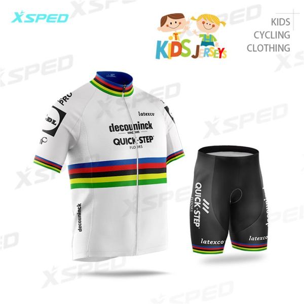 quick step kids cycling clothing short sleeve boy jersey set 2021 children world team bike uniform julian alaphilippe racing sets, Black;blue
quick step kids cycling clothing short sleeve boy jersey set 2021 children world team bike uniform julian alaphilippe racing sets, Black;blue