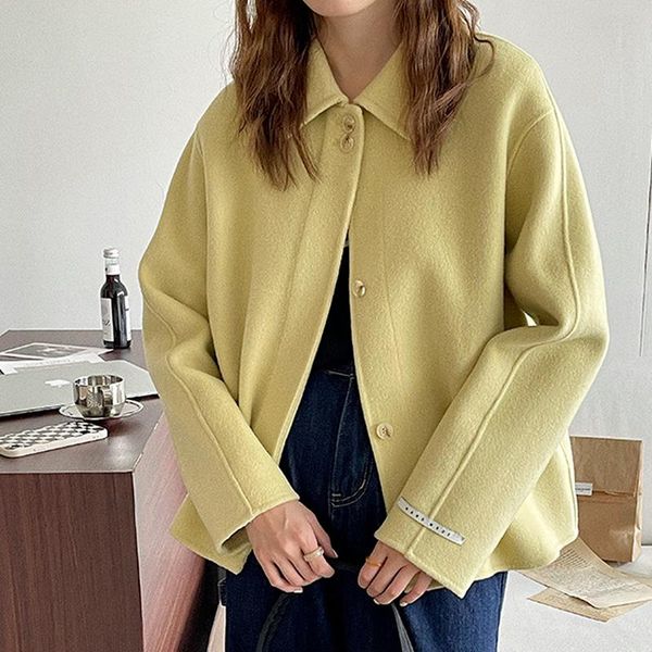 women's wool & blends 100%wool coat women korean woolen outwear autumn abrigos para mujer winter overcoat yellow cashmere jacket femal, Black
women's wool & blends 100%wool coat women korean woolen outwear autumn abrigos para mujer winter overcoat yellow cashmere jacket femal, Black