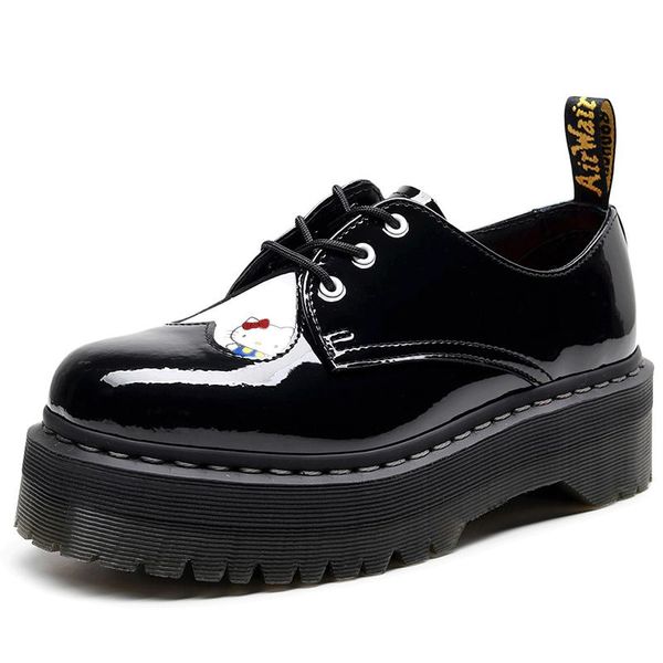 boots 2021 women shoes leather lace-up thick bottom platform zapatillas mujer autumn winter causal jk oxfords, Black 
boots 2021 women shoes leather lace-up thick bottom platform zapatillas mujer autumn winter causal jk oxfords, Black