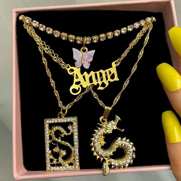 chains multilayer retro crystal dragon twisted chain pendant necklace for women pink butterfly tennis female jewelry gift, Silver
chains multilayer retro crystal dragon twisted chain pendant necklace for women pink butterfly tennis female jewelry gift, Silver